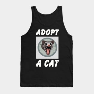 Quirky Possum Tee - "Adopt a Cat" Fun, Sarcastic Design, Soft Shirt for Everyday Style, Great Gift for Cat & Possum Fans Tank Top